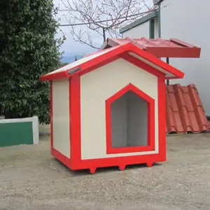 Σκυλόσπιτο με δίριχτη οροφή - λευκό/κόκκινο - Theoprodil.com